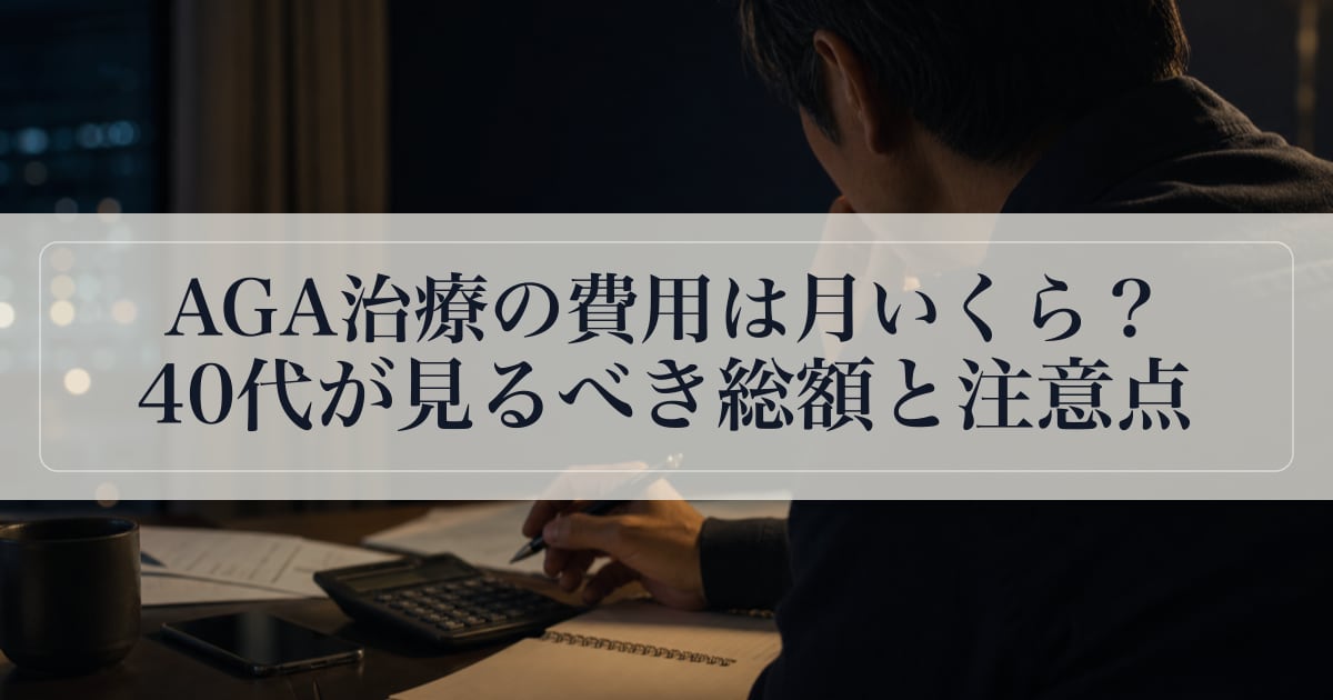 AGA治療の費用は月いくら？40代が見るべき総額と注意点